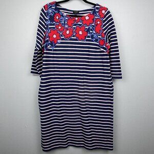 Talbots floral and stripe shift dress-1XP